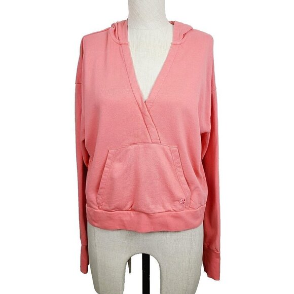 Sweaty Betty Hoodie‎ Sweatshirt 2 Coral Pink Cropped Kangaroo Pocket Pull… - Picture 1 of 8